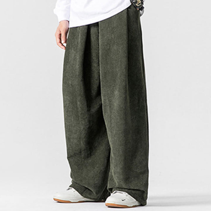 Pantalones de pana de pierna ancha para hombre con bolsillos, color liso y estampado de Buddha Stones. - image 19