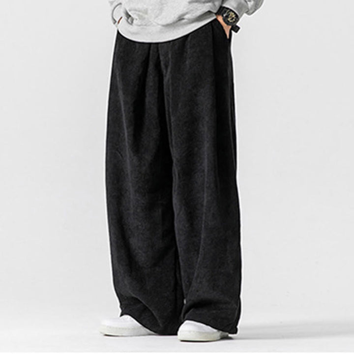 Pantalones anchos de pana de algodón de color liso para hombre con bolsillos y Buddha Stones - image 24