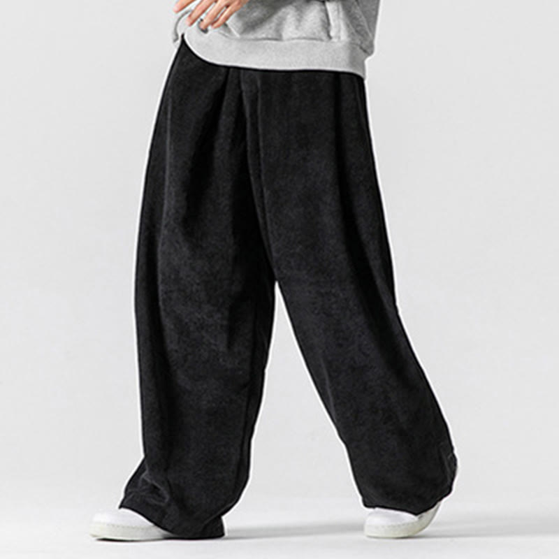 Pantalones anchos de pana de algodón de color liso para hombre con bolsillos y Buddha Stones - image 29