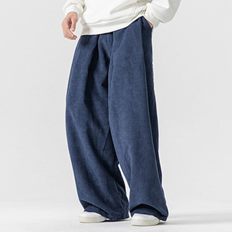 Pantalones de pana de pierna ancha para hombre con bolsillos, color liso y estampado de Buddha Stones. - image 34