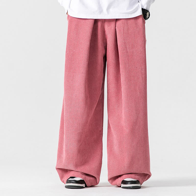 Pantalones de pana de pierna ancha para hombre con bolsillos, color liso y estampado de Buddha Stones. - Rosa - US/UK/AU46, EU56 (5XL) - image 36