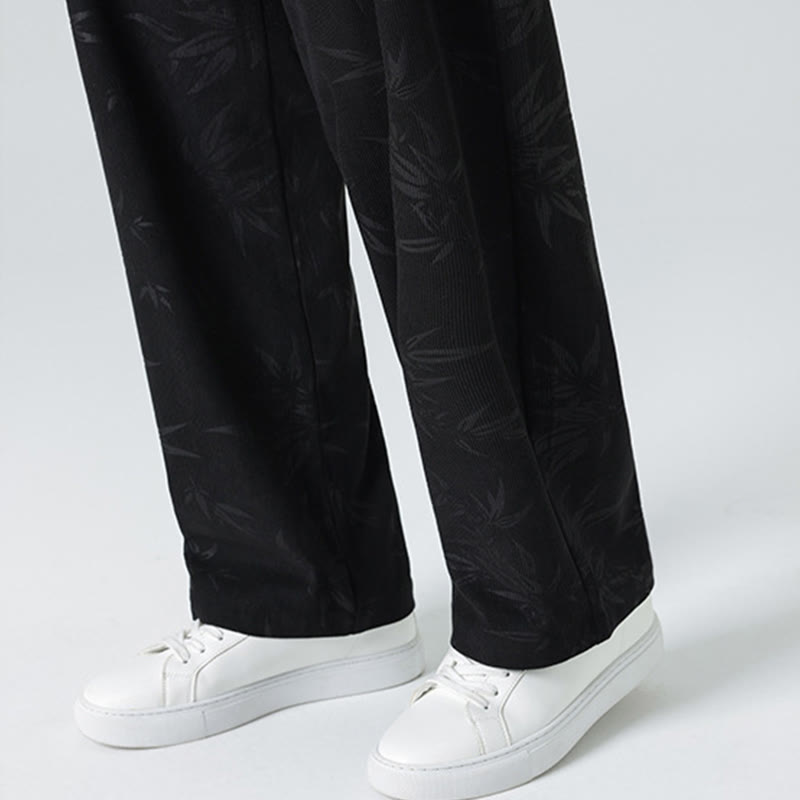 Pantalones anchos de pana con estampado de bambú y Buddha Stones para hombre con bolsillos - image 19