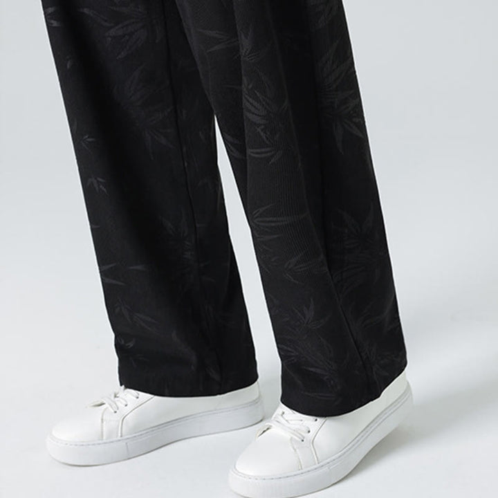 Pantalones anchos de pana con estampado de bambú y Buddha Stones para hombre con bolsillos - image 19