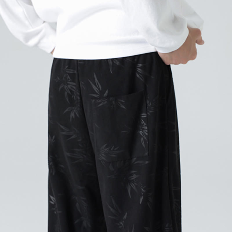 Pantalones anchos de pana con estampado de bambú y Buddha Stones para hombre con bolsillos - image 17