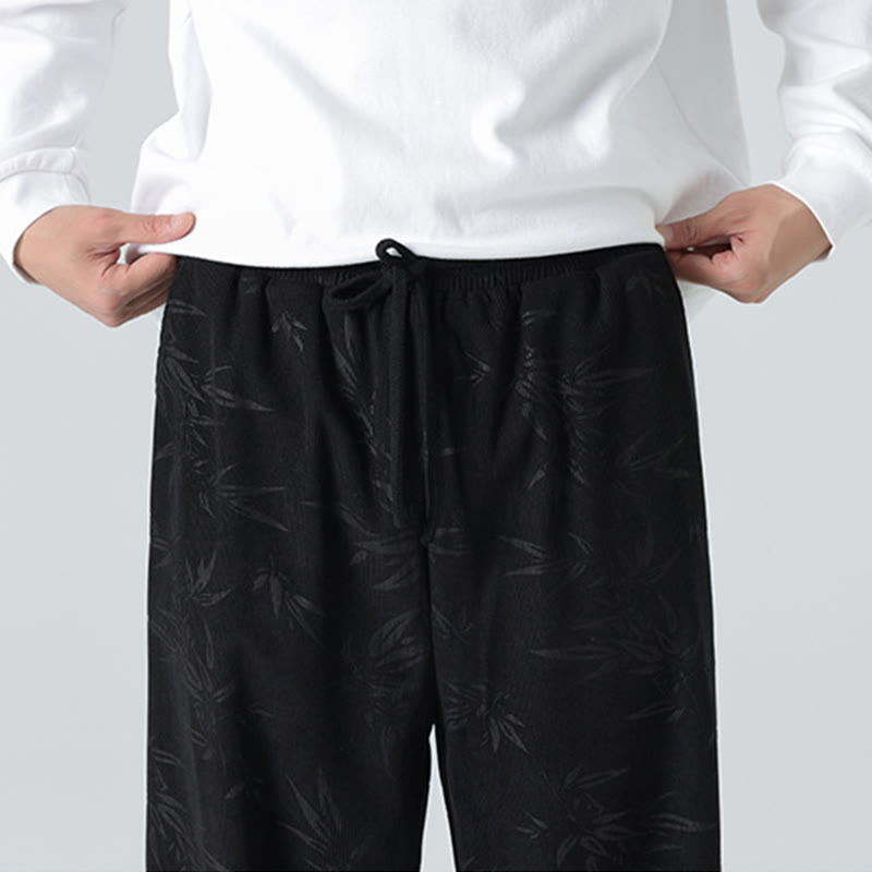 Pantalones anchos de pana con estampado de bambú y Buddha Stones para hombre con bolsillos - image 16