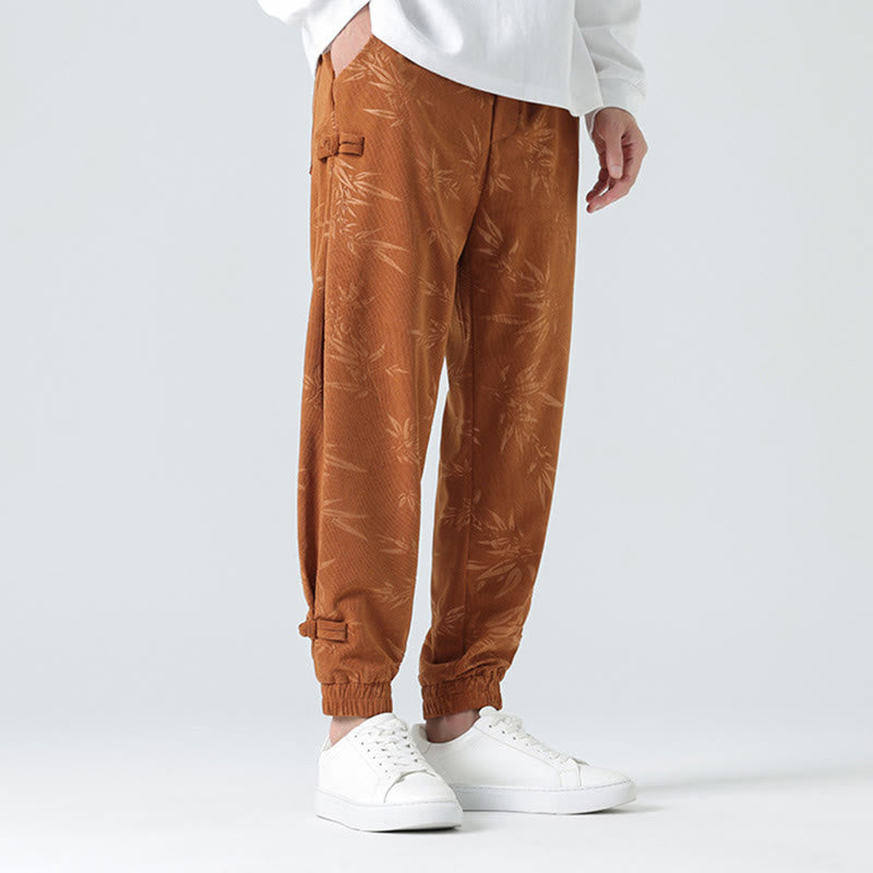 Pantalones de pana con botones de rana y bolsillos para hombre de Buddha Stones para otoño e invierno - image 2
