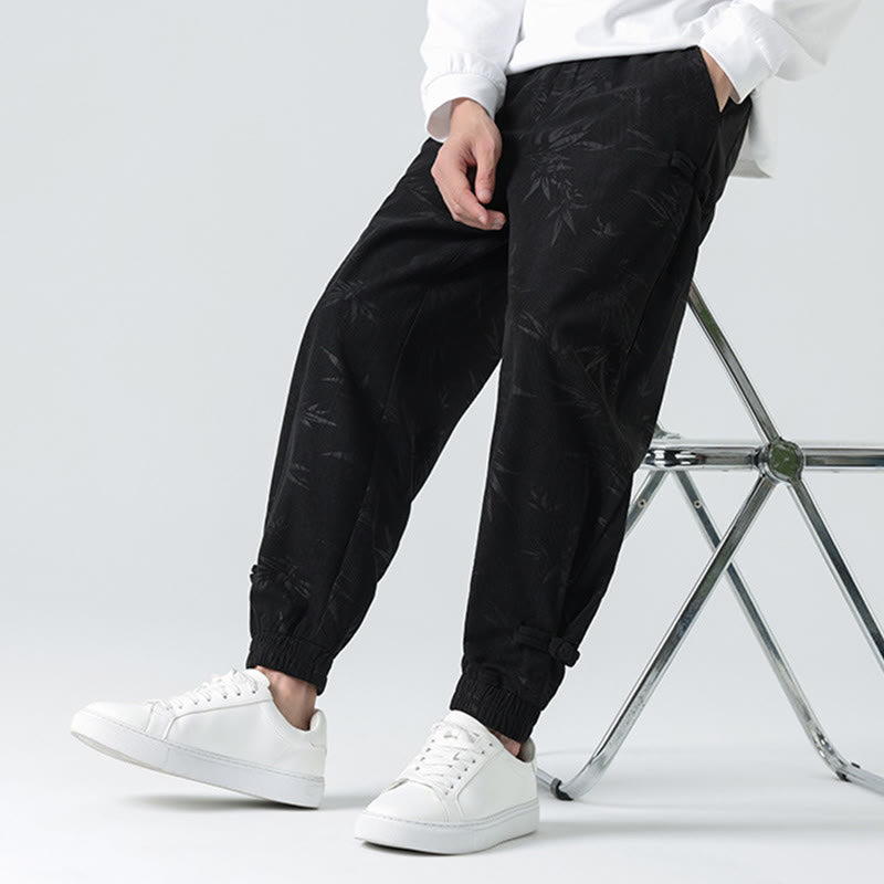 Pantalones de pana con botones de rana y bolsillos para hombre de Buddha Stones para otoño e invierno - Negro - US/UK/AU46, EU56 (5XL) - image 8