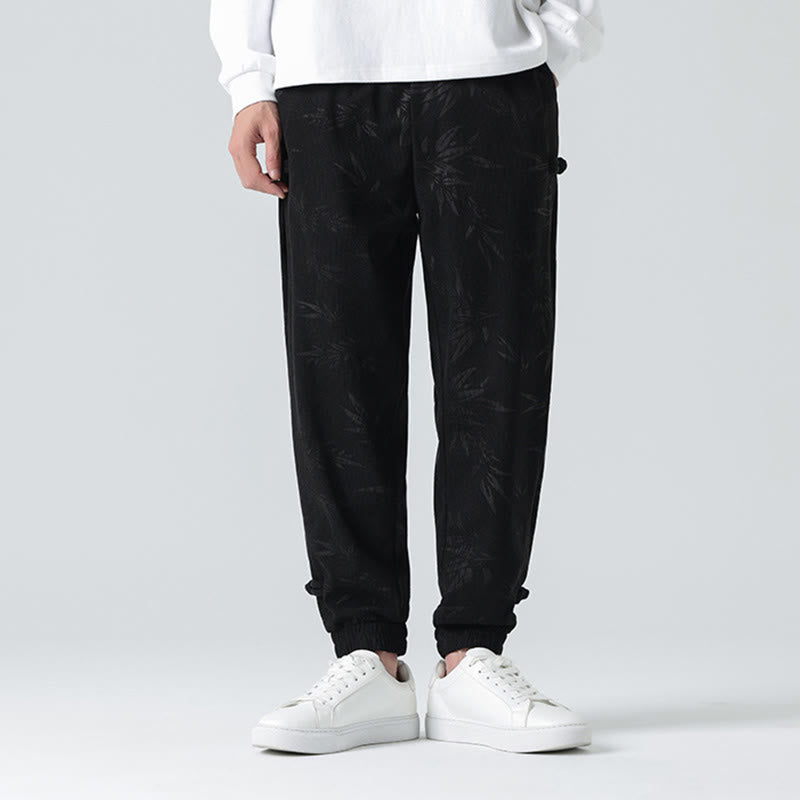 Pantalones de pana con botones de rana y bolsillos para hombre de Buddha Stones para otoño e invierno - image 9