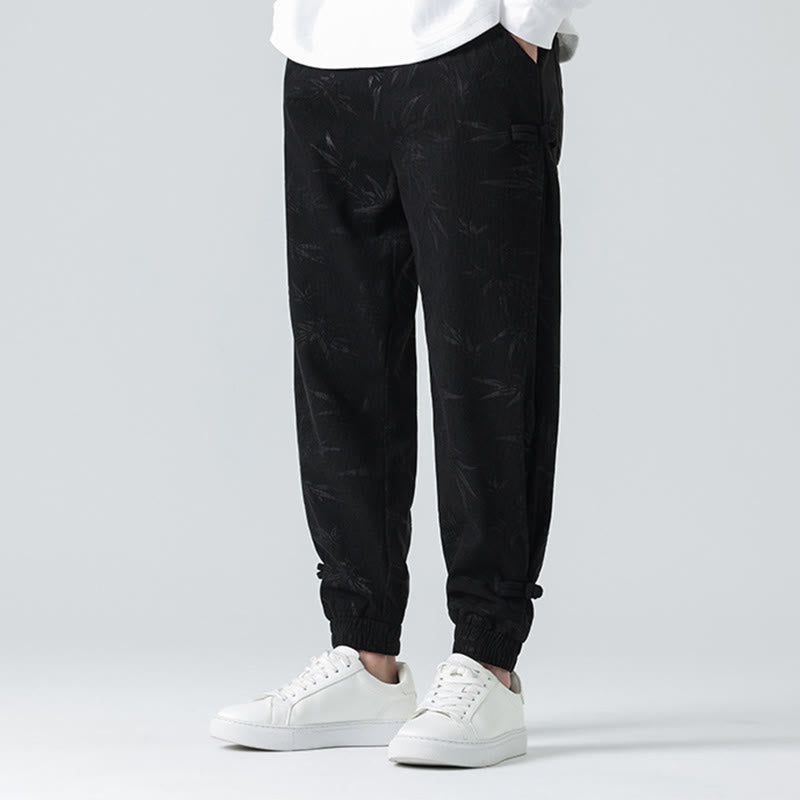 Pantalones de pana con botones de rana y bolsillos para hombre de Buddha Stones para otoño e invierno - image 13