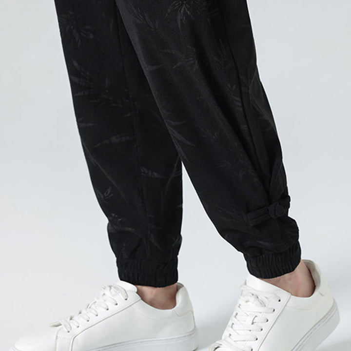 Pantalones de pana con botones de rana y bolsillos para hombre de Buddha Stones para otoño e invierno - image 19