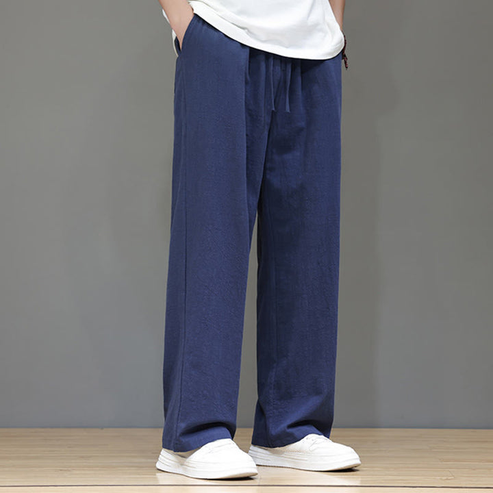 Pantalones rectos de lino y algodón de verano para hombre con bolsillos de Buddha Stones - image 3