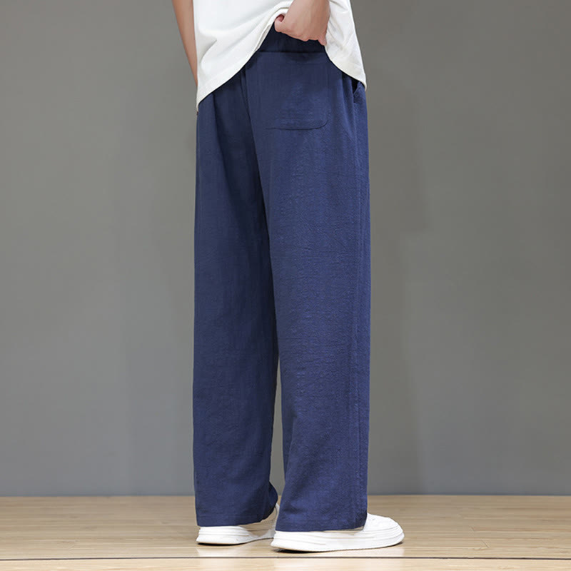 Pantalones rectos de lino y algodón de verano para hombre con bolsillos de Buddha Stones - image 5