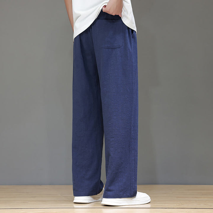 Pantalones rectos de lino y algodón de verano para hombre con bolsillos de Buddha Stones - image 5