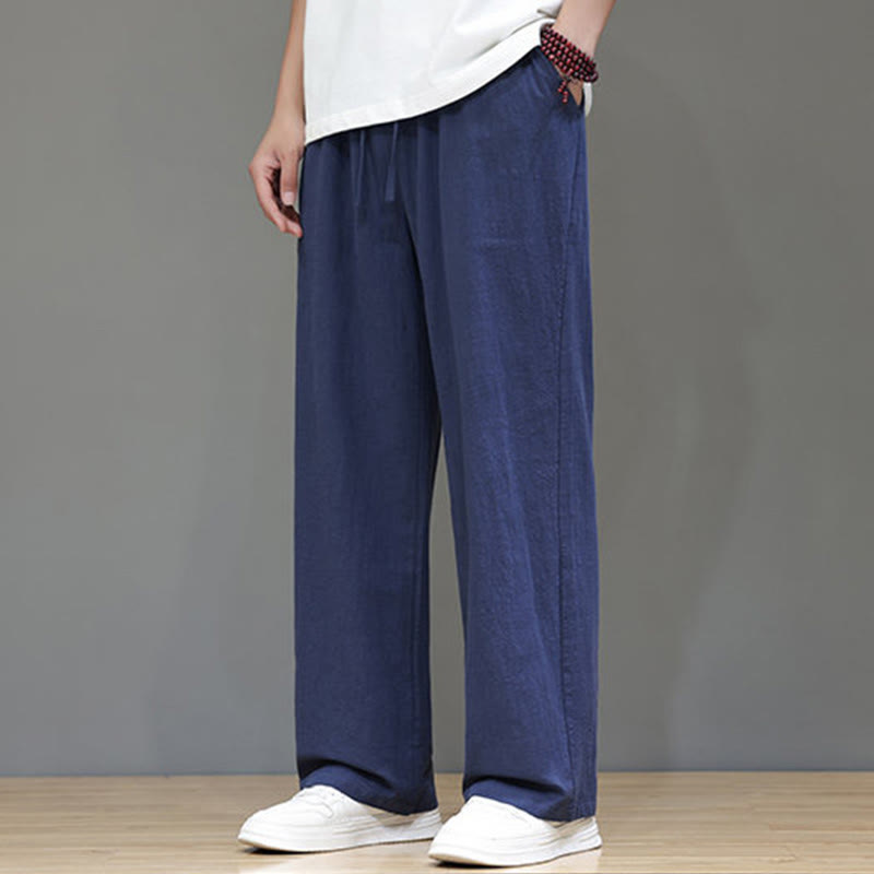 Pantalones rectos de lino y algodón de verano para hombre con bolsillos de Buddha Stones - image 10