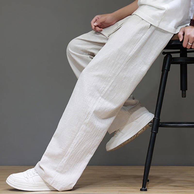 Pantalones rectos de lino y algodón de verano para hombre con bolsillos de Buddha Stones - image 18