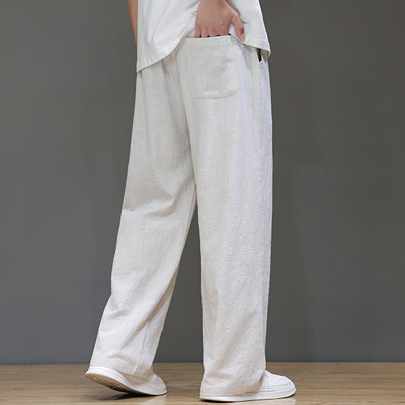 Pantalones rectos de lino y algodón de verano para hombre con bolsillos de Buddha Stones - image 15