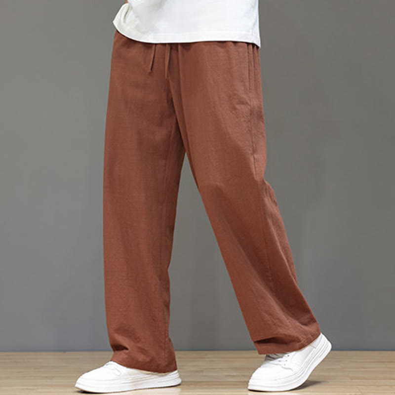 Pantalones rectos de verano para hombre con bolsillos , de la Buddha Stones. - Sandy Brown - US/UK/AU46, EU56 (5XL) - image 39