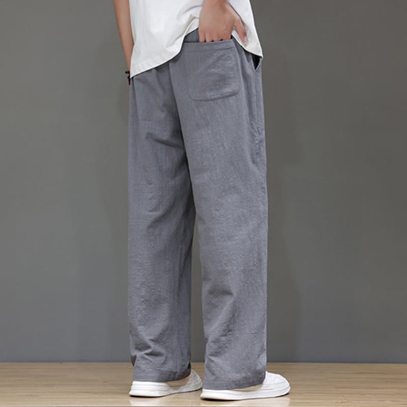 Pantalones rectos de lino y algodón de verano para hombre con bolsillos de Buddha Stones - image 23