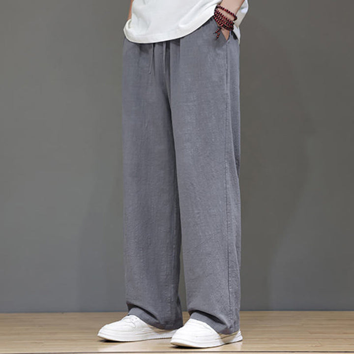 Pantalones rectos de lino y algodón de verano para hombre con bolsillos de Buddha Stones - image 25