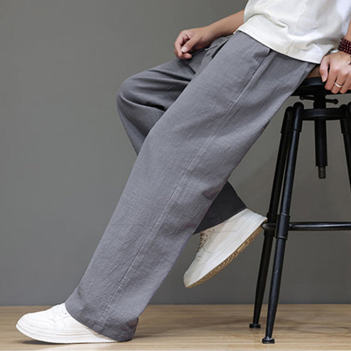 Pantalones rectos de lino y algodón de verano para hombre con bolsillos de Buddha Stones - image 26
