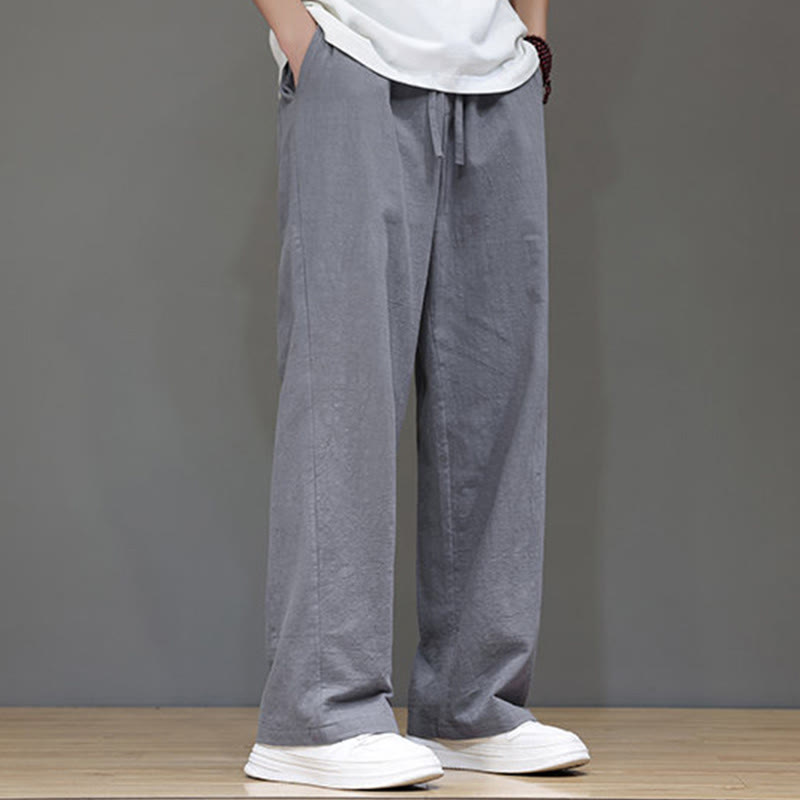Pantalones rectos de lino y algodón de verano para hombre con bolsillos de Buddha Stones - image 21