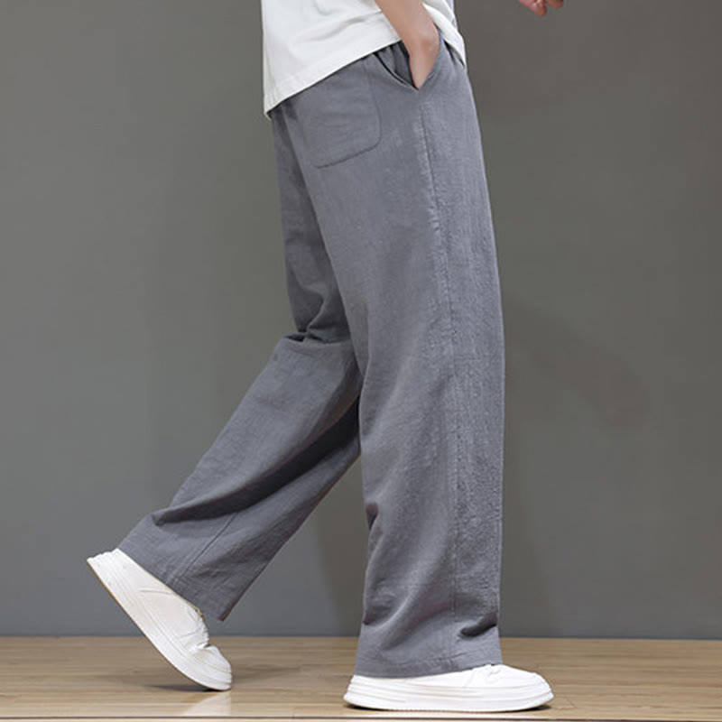 Pantalones rectos de lino y algodón de verano para hombre con bolsillos de Buddha Stones - image 22