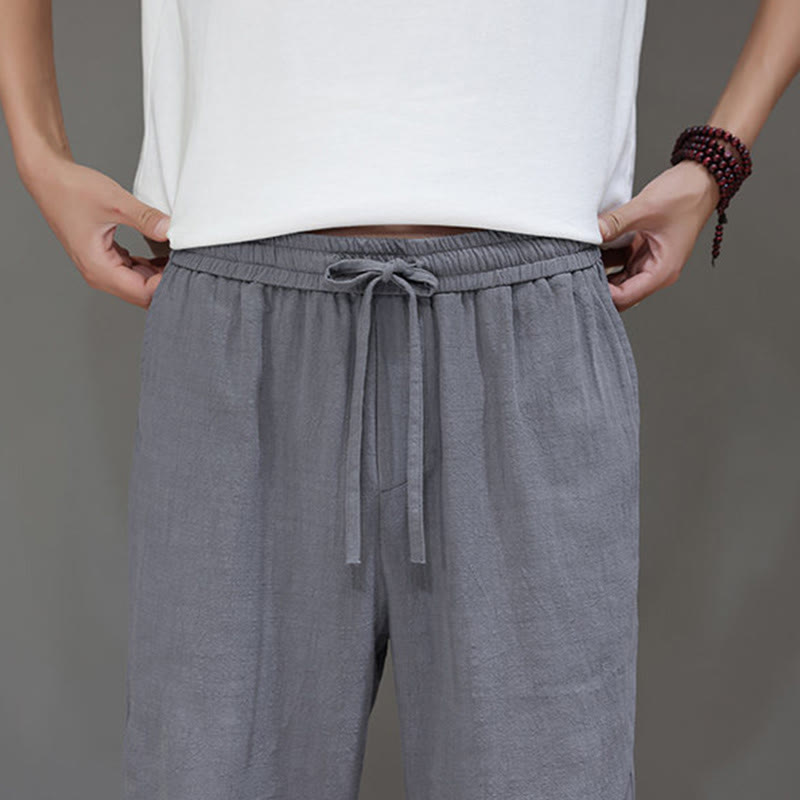 Pantalones rectos de lino y algodón de verano para hombre con bolsillos de Buddha Stones - image 27