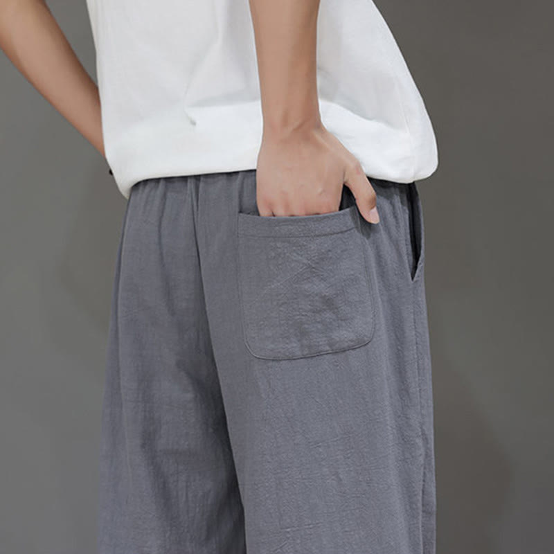 Pantalones rectos de lino y algodón de verano para hombre con bolsillos de Buddha Stones - image 28