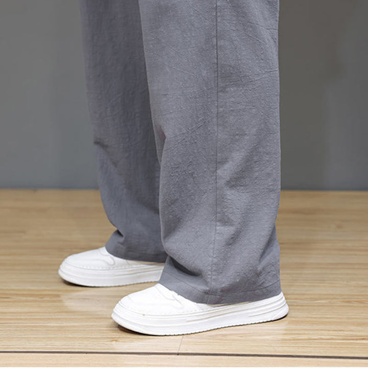 Pantalones rectos de lino y algodón de verano para hombre con bolsillos de Buddha Stones - image 30