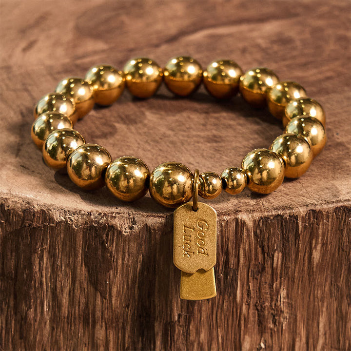 Pulsera curativa de latón y cobre con Buddha Stones - image 14