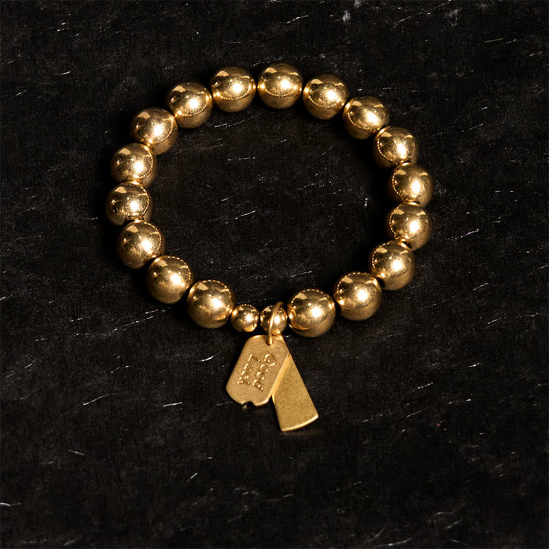 Pulsera curativa de latón y cobre con Buddha Stones - image 1
