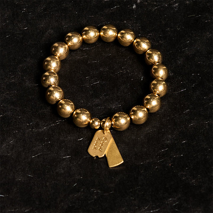 Pulsera curativa de latón y cobre con Buddha Stones - image 1