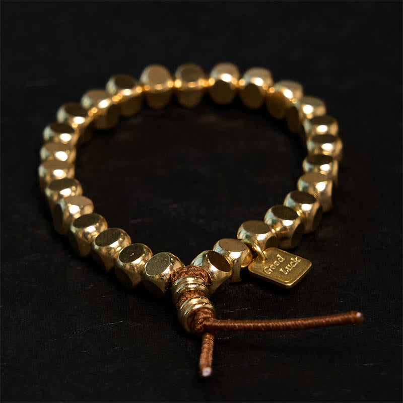 Pulsera de la suerte con Buddha Stones , latón y cobre para el autocuidado - Latón (circunferencia de la muñeca: 20-21 cm) - image 0