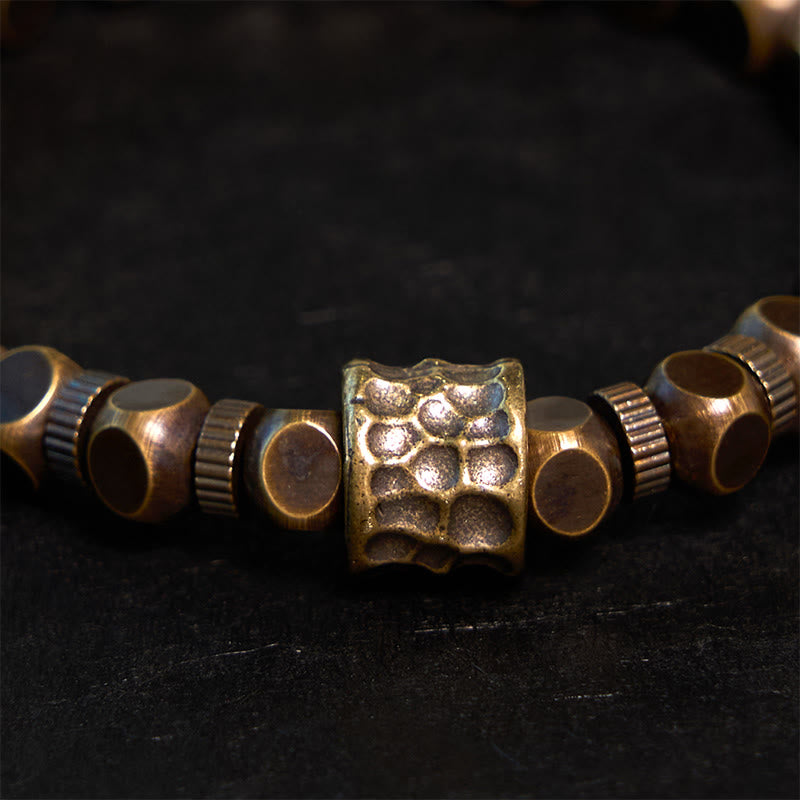 Pulsera de equilibrio con patrón de meteorito de cobre y Buddha Stones