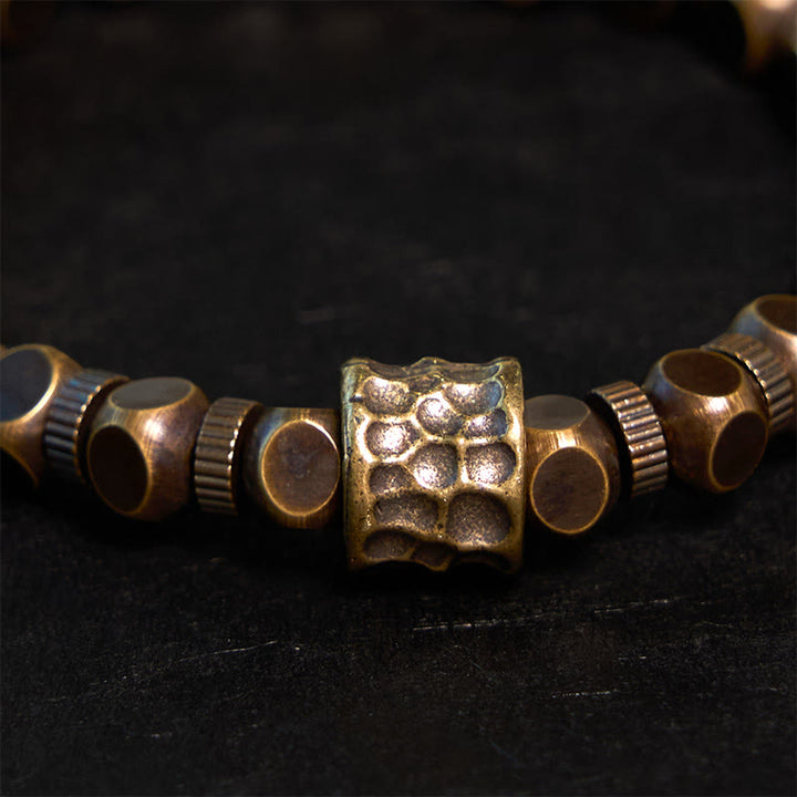 Pulsera de equilibrio con patrón de meteorito de cobre y Buddha Stones