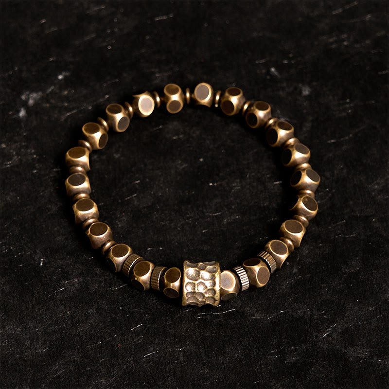Pulsera de equilibrio con patrón de meteorito de cobre y Buddha Stones
