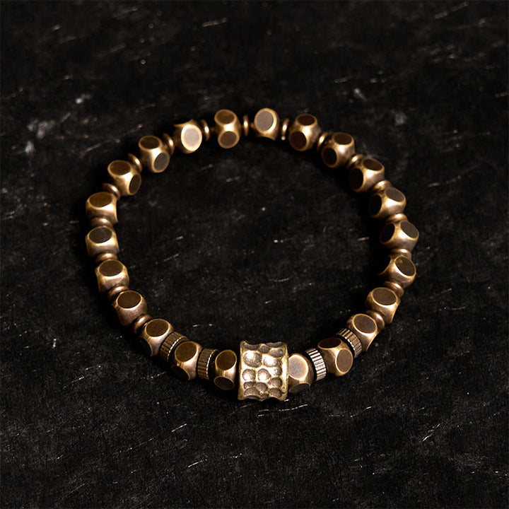 Pulsera de equilibrio con patrón de meteorito de cobre y Buddha Stones