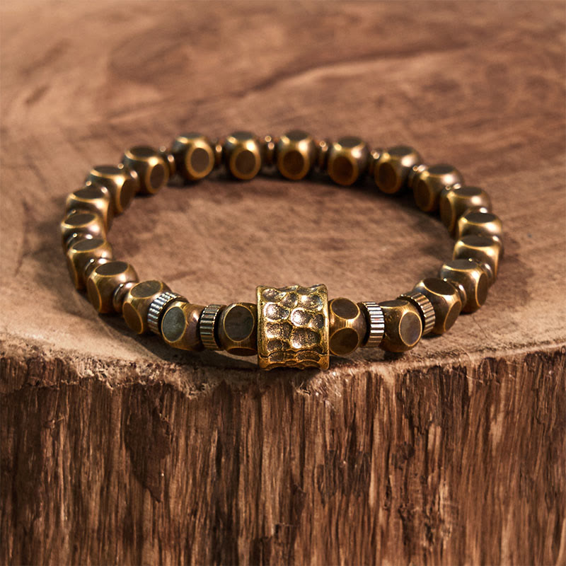 Pulsera de equilibrio con patrón de meteorito de cobre y Buddha Stones