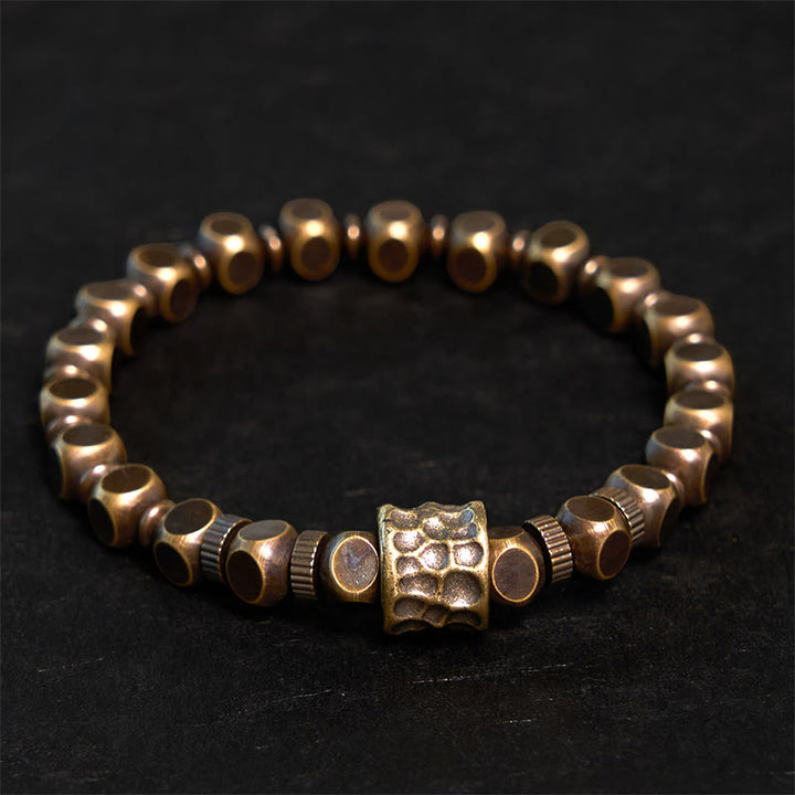 Pulsera de equilibrio con patrón de meteorito de cobre y Buddha Stones