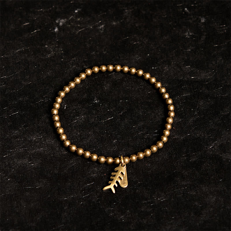 Pulsera curativa de espina de pescado de latón y cobre con Buddha Stones - image 1
