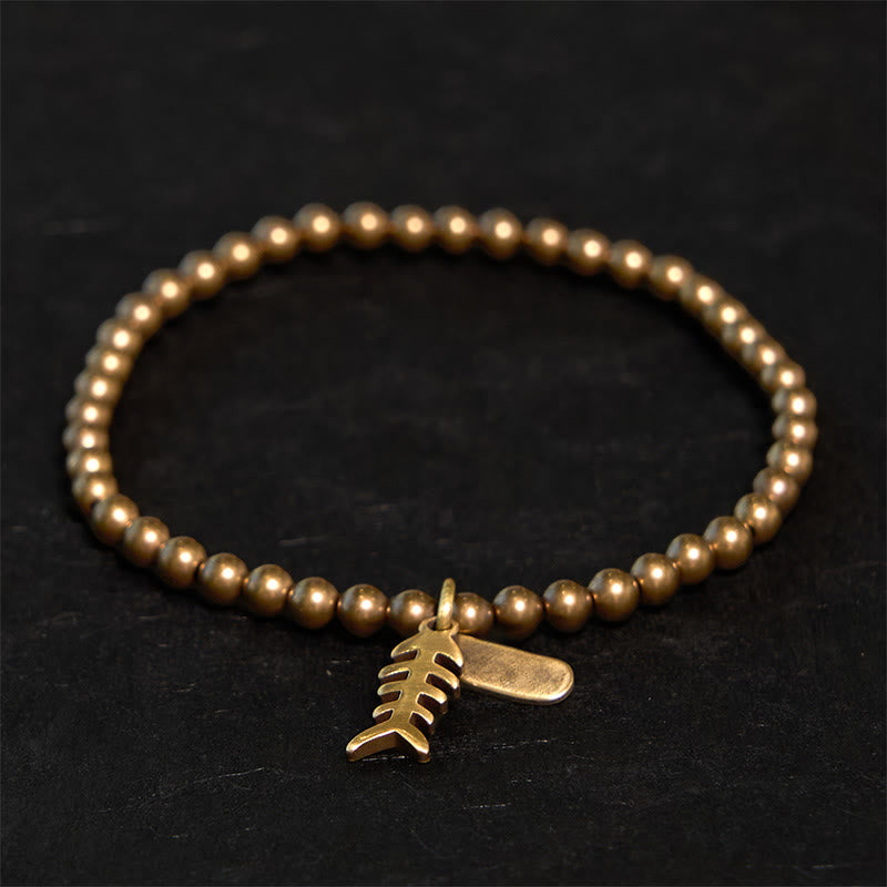 Pulsera curativa de espina de pescado de latón y cobre con Buddha Stones - Latón (circunferencia de la muñeca: 20-21 cm) - image 0