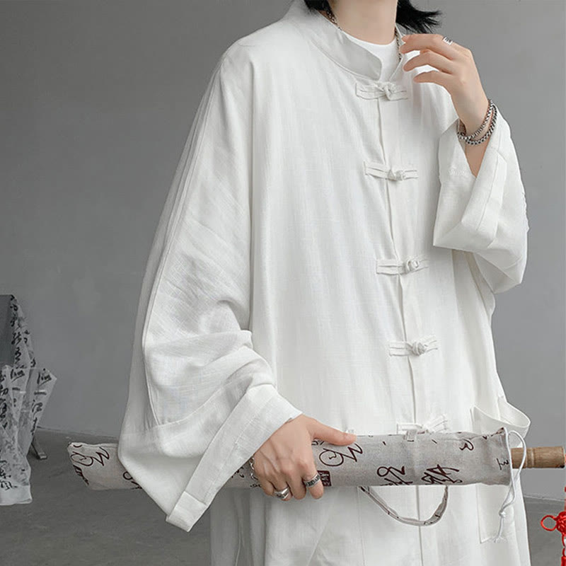 Conjunto de 2 Buddha Stones y pantalones de manga larga con botones de rana para hombre, de algodón, para meditación y zen - image 9
