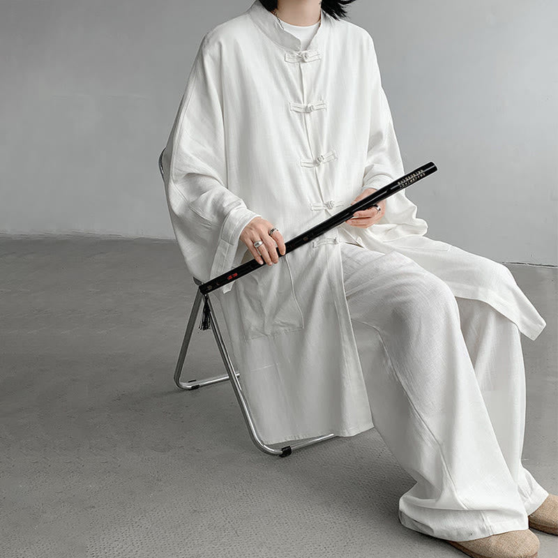 Conjunto de 2 Buddha Stones y pantalones de manga larga con botones de rana para hombre, de algodón, para meditación y zen - image 8