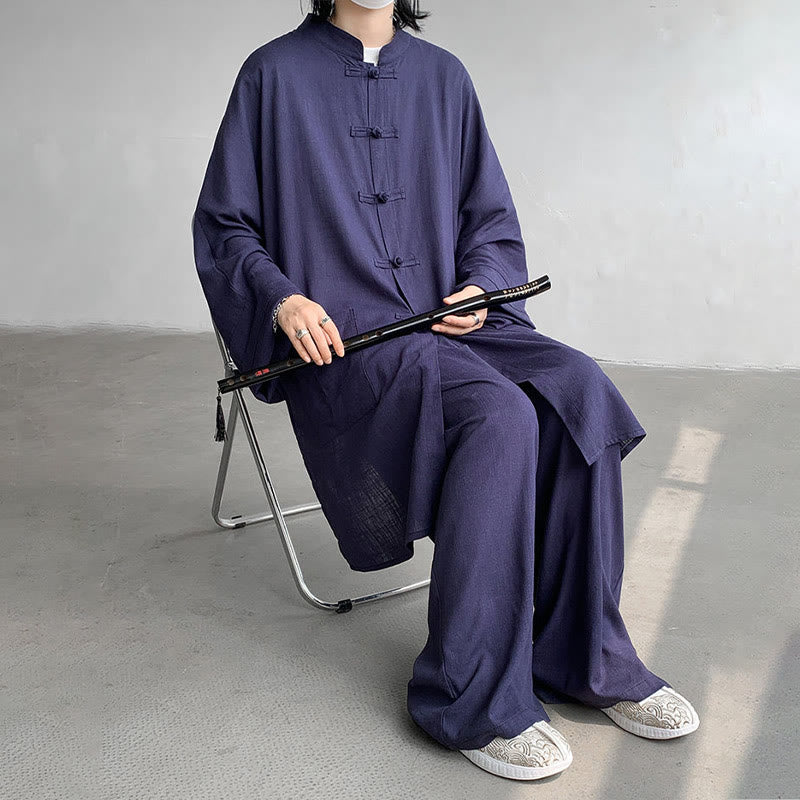Conjunto de 2 Buddha Stones y pantalones de manga larga con botones de rana para hombre, de algodón, para meditación y zen - image 14