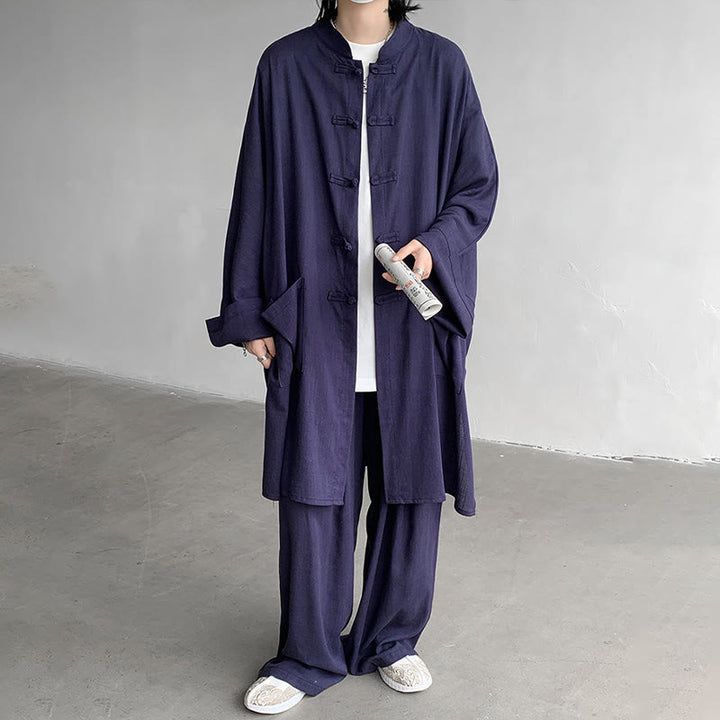 Conjunto de 2 Buddha Stones y pantalones de manga larga con botones de rana para hombre, de algodón, para meditación y zen - image 11