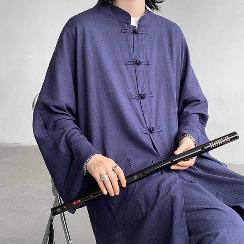 Conjunto de 2 Buddha Stones y pantalones de manga larga con botones de rana para hombre, de algodón, para meditación y zen - image 15