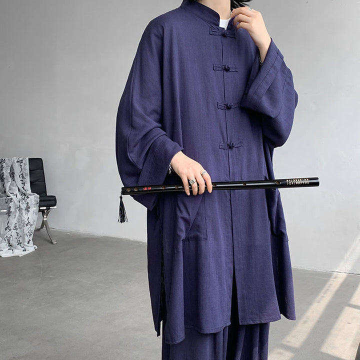 Conjunto de 2 Buddha Stones y pantalones de manga larga con botones de rana para hombre, de algodón, para meditación y zen - image 16