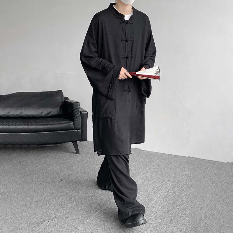 Conjunto de 2 Buddha Stones y pantalones de manga larga con botones de rana para hombre, de algodón, para meditación y zen - image 22