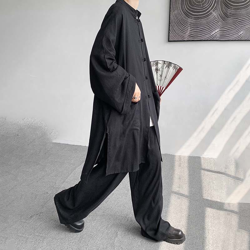 Conjunto de 2 Buddha Stones y pantalones de manga larga con botones de rana para hombre, de algodón, para meditación y zen - image 22