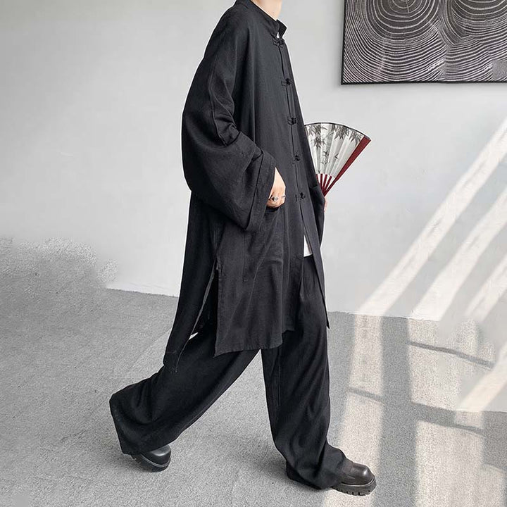Conjunto de 2 Buddha Stones y pantalones de manga larga con botones de rana para hombre, de algodón, para meditación y zen - image 22